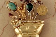 Gold & Antique Hat Pin Brooch