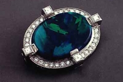 Platinum Diamond & Black Opal Brooch and Pendant