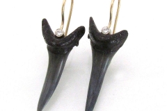 Gold Diamond & Shark Tooth Earrings