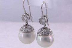 Platinum Diamond & Pearl Earrings