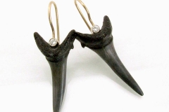 Gold Diamond & Shark Tooth Earrings