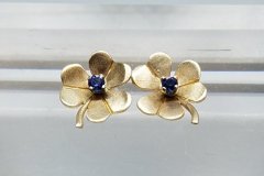 Gold & Sapphire Clover Earrings