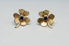 Gold & Sapphire Clover Earrings