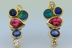 Gold Earrings with Gemstones