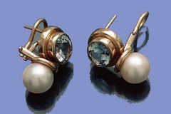 Gold Aquamarine & Pearl Earrings