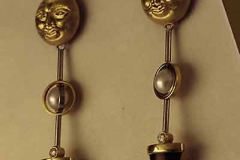 Gold Platinum Pearl & Tourmaline Earrings