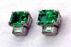 Platinum Emerald & Diamond Earrings