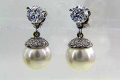 Platinum Diamond & Pearl Earrings