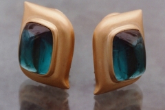 Gold and blue stone earrings