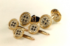 Gold Diamond & Sapphire Cufflink and Stud Set