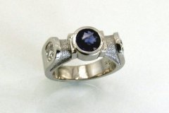 Palladium Ring with Sapphire & Diamonds