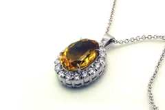 Platinum Citrine & Diamond Pendant