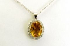 Platinum Citrine & Diamond Pendant