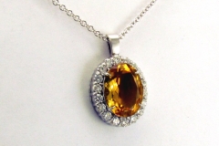 Platinum Citrine & Diamond Pendant