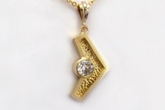 Gold Chevron Pendant with Diamond