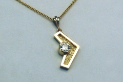 Gold Chevron Pendant with Diamond