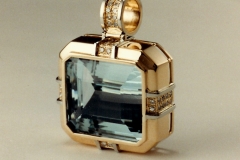 Gold Aquamarine & Diamond Pendant