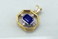 Gold Platinum Pendant With Sapphires And Diamonds