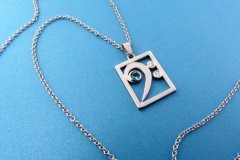 Palladium & Aquamarine Bass Clef Pendant