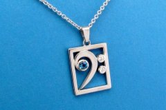 Palladium & Aquamarine Bass Clef Pendant