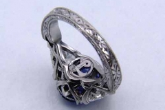 Platinum Diamond & Sapphire Filigree Ring