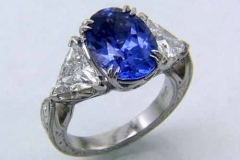 Platinum Diamond & Sapphire Filigree Ring