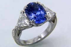 Platinum Diamond & Sapphire Filigree Ring