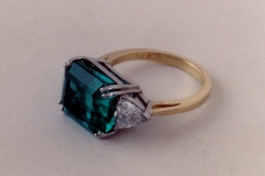 Platinum Gold Emerald & Diamond 3 Stone Ring