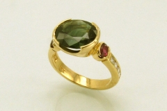Gold Tourmaline Ruby & Diamond Ring