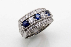 Palladium Diamond & Sapphire Ring