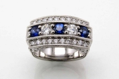 Palladium Diamond & Sapphire Ring