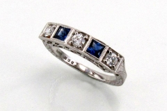 Palladium Diamond & Sapphire Ring