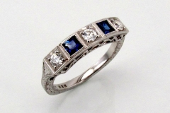 Palladium Diamond & Sapphire Ring