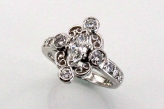 Palladium & Diamond Filigree Motif Ring