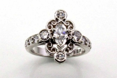 Palladium & Diamond Filigree Motif Ring