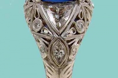 Platinum Sapphire & Diamond Filigree Ring