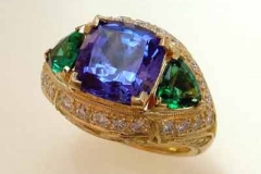 Gold Tanzanite & Emerald Ring