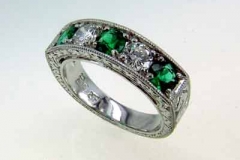 Platinum Emerald & Diamond Ring