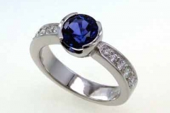 Platinum Sapphire & Diamond Ring