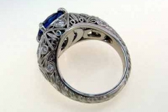 Platinum Sapphire & Diamond Filigree Ring