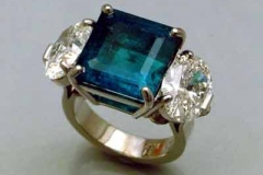 Platinum Emerald & Diamond Ring