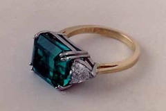 Gold Platinum Diamond & Emerald Ring