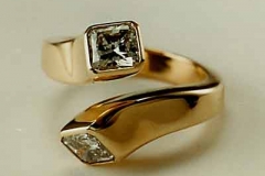 Gold and Square Diamond Ring