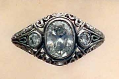 Platinum & Oval Diamond Filigree Ring