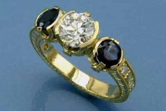 Gold Sapphire & Diamond Ring