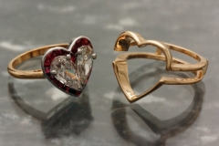 Heart motif ring and double guard wedding set