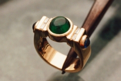 Cabachon emerald and diamond ring