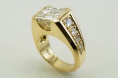 Gold Ring with Emerald Cut Diamond