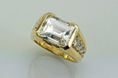 Gold Ring with Emerald Cut Diamond