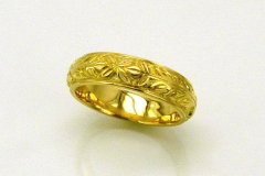 Gold Engraved Wedding Band